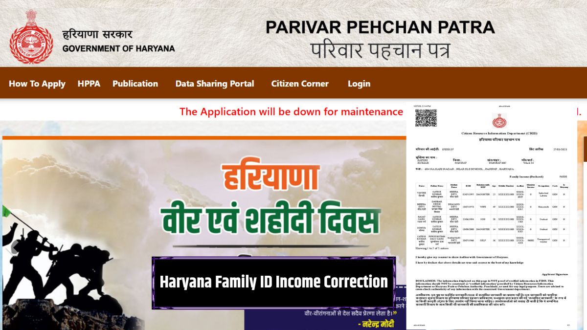 हरियाणा परिवार पहचान पत्र (PPP) में आय, नाम और जन्मतिथि ऑनलाइन कैसे अपडेट करें