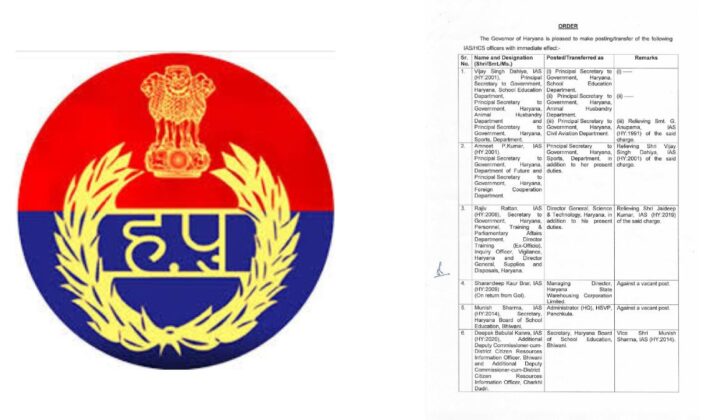 हरियाणा में IAS-HCS अधिकारियों के तबादले और नई जिम्मेदारियां