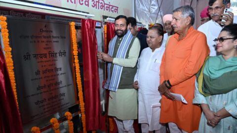 भिवानी के भाखड़ा में 33 केवी सब स्टेशन का उद्घाटन करते मुख्यमंत्री नायब सिंह सैनी